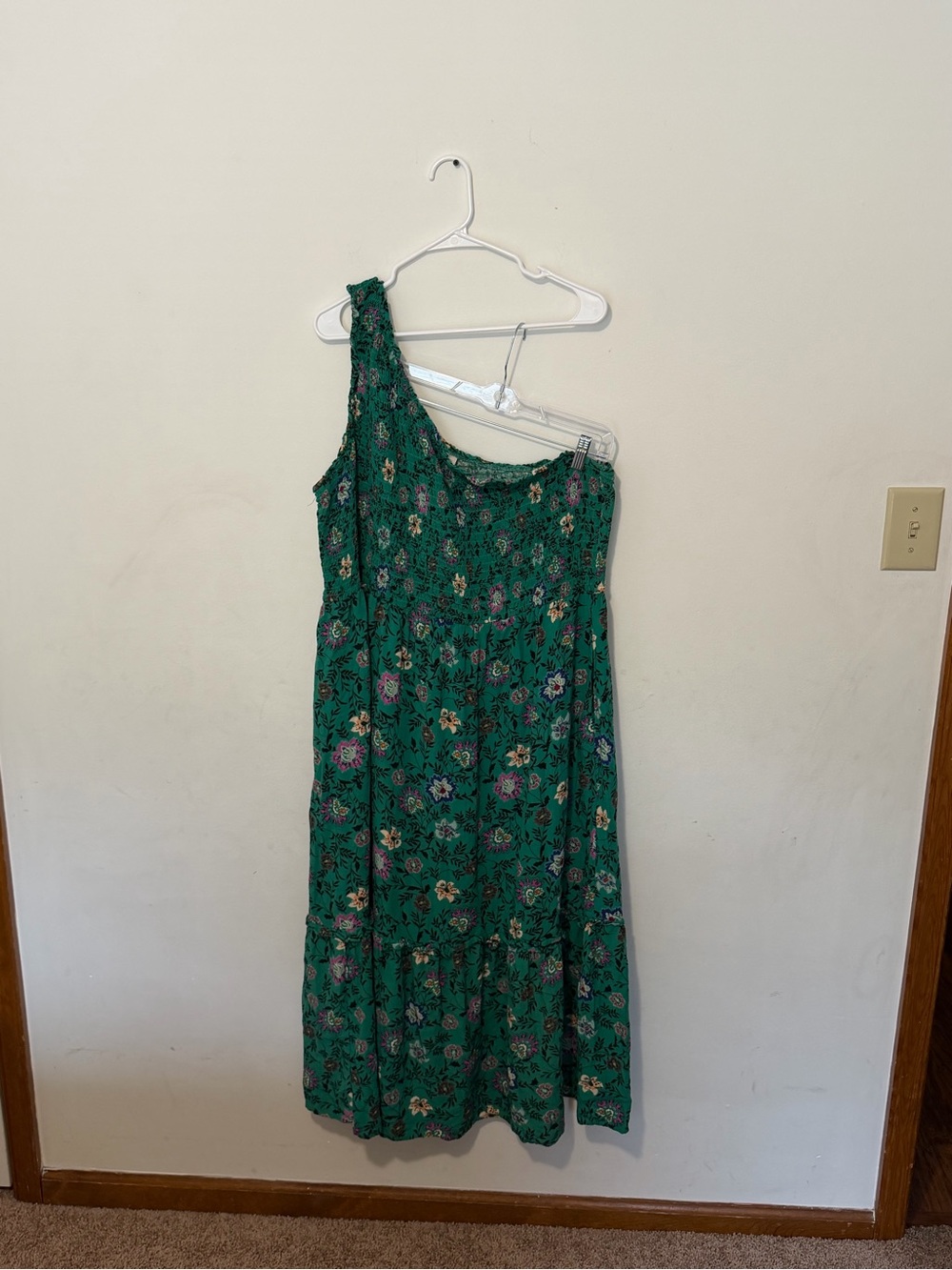 Knox Rose Green Floral One Shoulder Maxi Dress Size 2X
